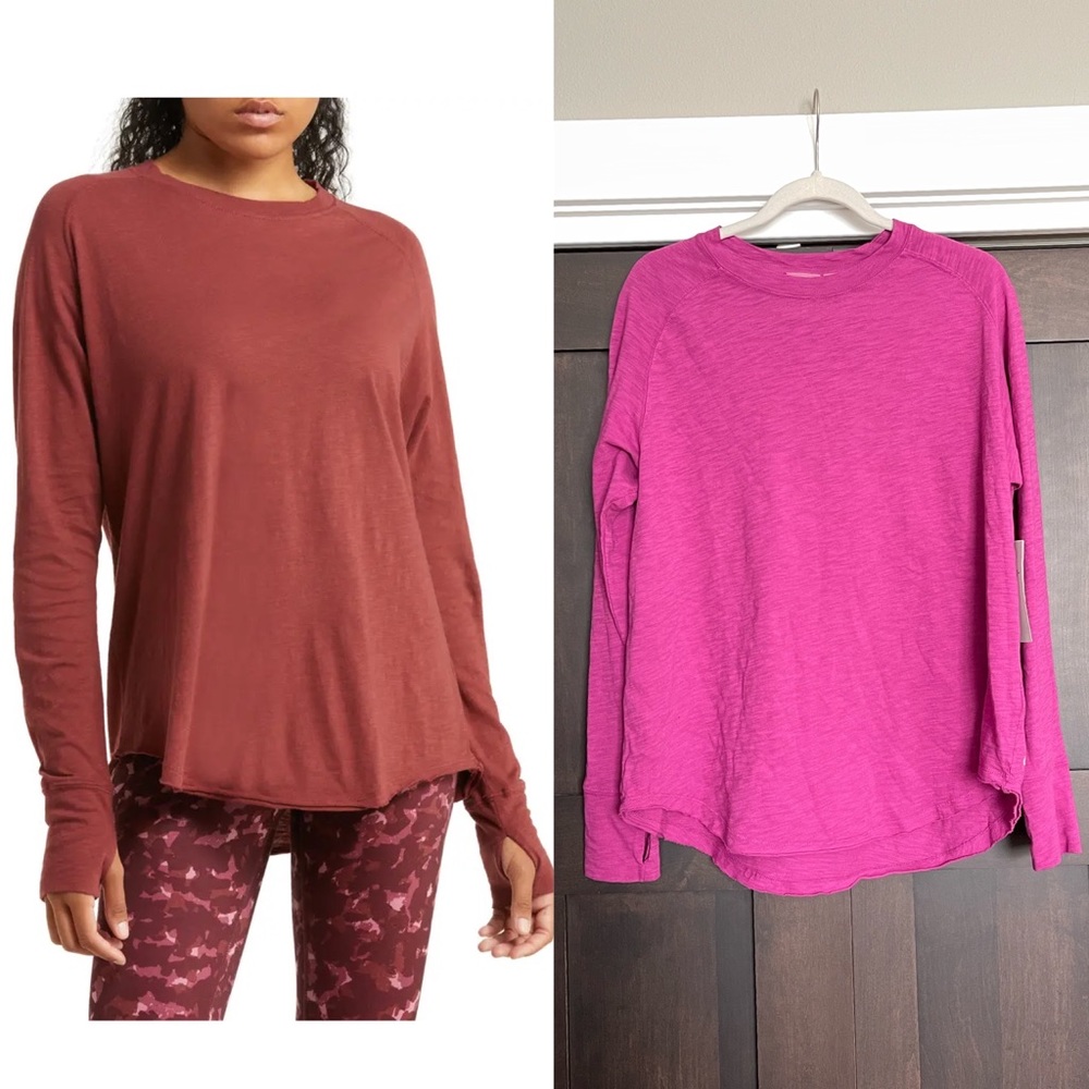 Zella Relaxed Long Sleeve T-Shirt in Magenta size Small